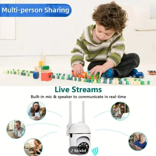 دوربین 2 مگاپیکسلی FHD PTZ، چرخش 360 درجه و شیب 90 درجه، دوربین بی سیم 1080p داخلی/خارجی با صدای دو طرفه، ردیابی حرکت دوربین 2 مگاپیکسلی FHD PTZ، چرخش 360 درجه و شیب 90 درجه، دوربین بی سیم 1080p داخلی/خارجی با صدای دو طرفه، ردیابی حرکت