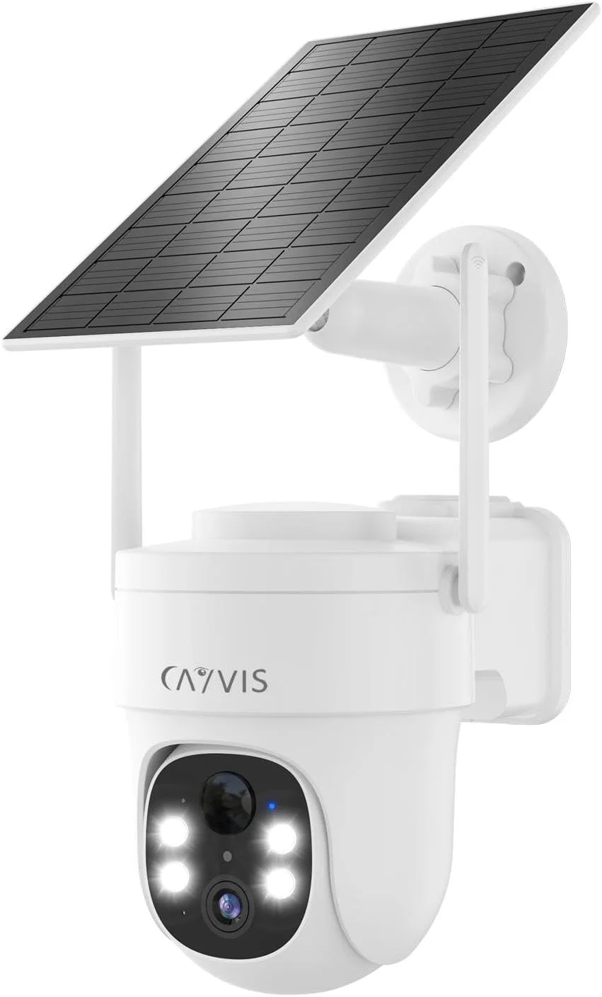 دوربین مداربسته خورشیدی بی‌سیم PTZ کایویس 2K 3MP مناسب فضای باز با قابلیت تشخیص انسان توسط هوش مصنوعی، دید در شب رنگی، سازگار با الکسا، صدای دو طرفه و استاندارد IP66