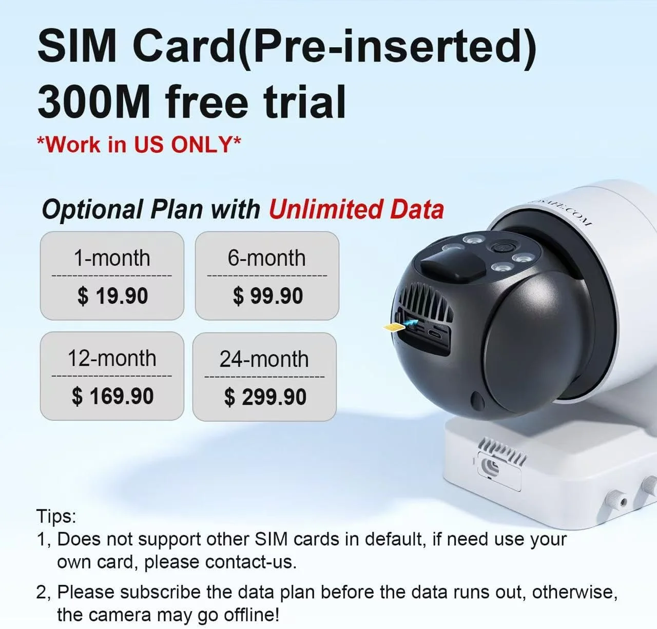 دوربین امنیتی سلولی 4G LTE بدون نیاز به اینترنت، دوربین های امنیتی بی سیم فضای باز بدون WIFI، دوربین خورشیدی با سیم کارت، سنسور PIR، چرخش 360 درجه PTZ، دید در شب رنگی 2K HD، مکالمه 2 طرفه، ضد آب IP66