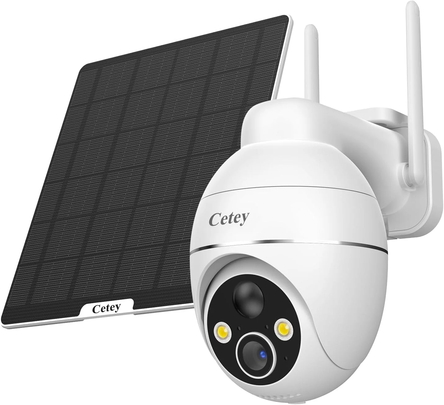 دوربین امنیتی خورشیدی 4G LTE Cetey، بدون نیاز به وای فای، دوربین خورشیدی بیرونی، دید 360 درجه با ردیابی هوش مصنوعی، دید در شب 2K، سیم کارت 4G و کارت حافظه SD داخلی