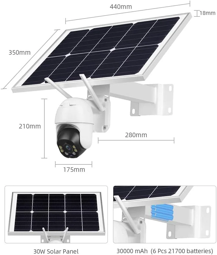 دوربین مداربسته بی سیم فضای باز CRONY با شبکه 4G سیم کارت خور، باتری خورشیدی، کم مصرف، سیستم نظارت تصویری منزل، تشخیص حرکت مایکروویو، دید در شب، PTZ، ضد آب IP66