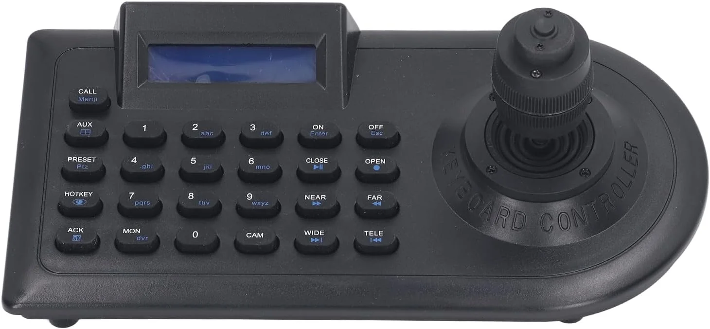 صفحه کلید دوربین PTZ کرایفوکت، جوی استیک 100-240 ولت آنالوگ کنترلر صفحه کلید دوربین PTZ پروتکل استاندارد نظارت شبکه ورودی DC12V 500mA برای مدرسه (پریز UK)