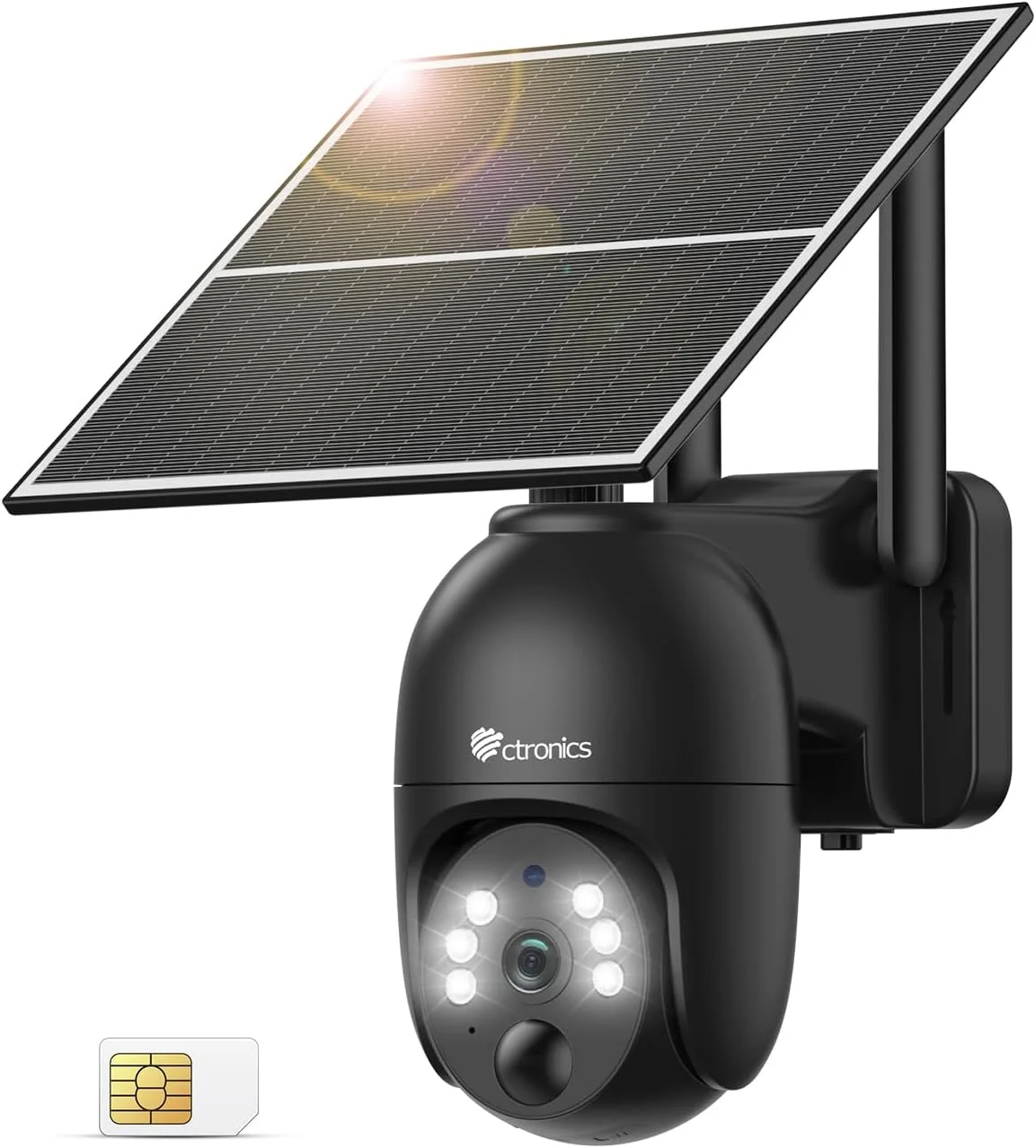 دوربین مداربسته 4G LTE بیرونی Ctronics 2K با سیم کارت، دوربین های PTZ IP با پنل خورشیدی بی سیم، باتری 10400mAh، PC/FTP/Cloud، دید در شب رنگی و تشخیص حرکت، IP66