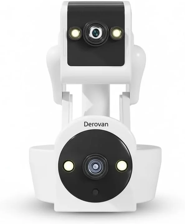 دوربین وای فای دو لنز 4 مگاپیکسلی Derovan – دوربین امنیتی هوشمند PTZ با ردیابی حرکت، آلارم صوتی، صدای دو طرفه و ذخیره سازی ابری/SD