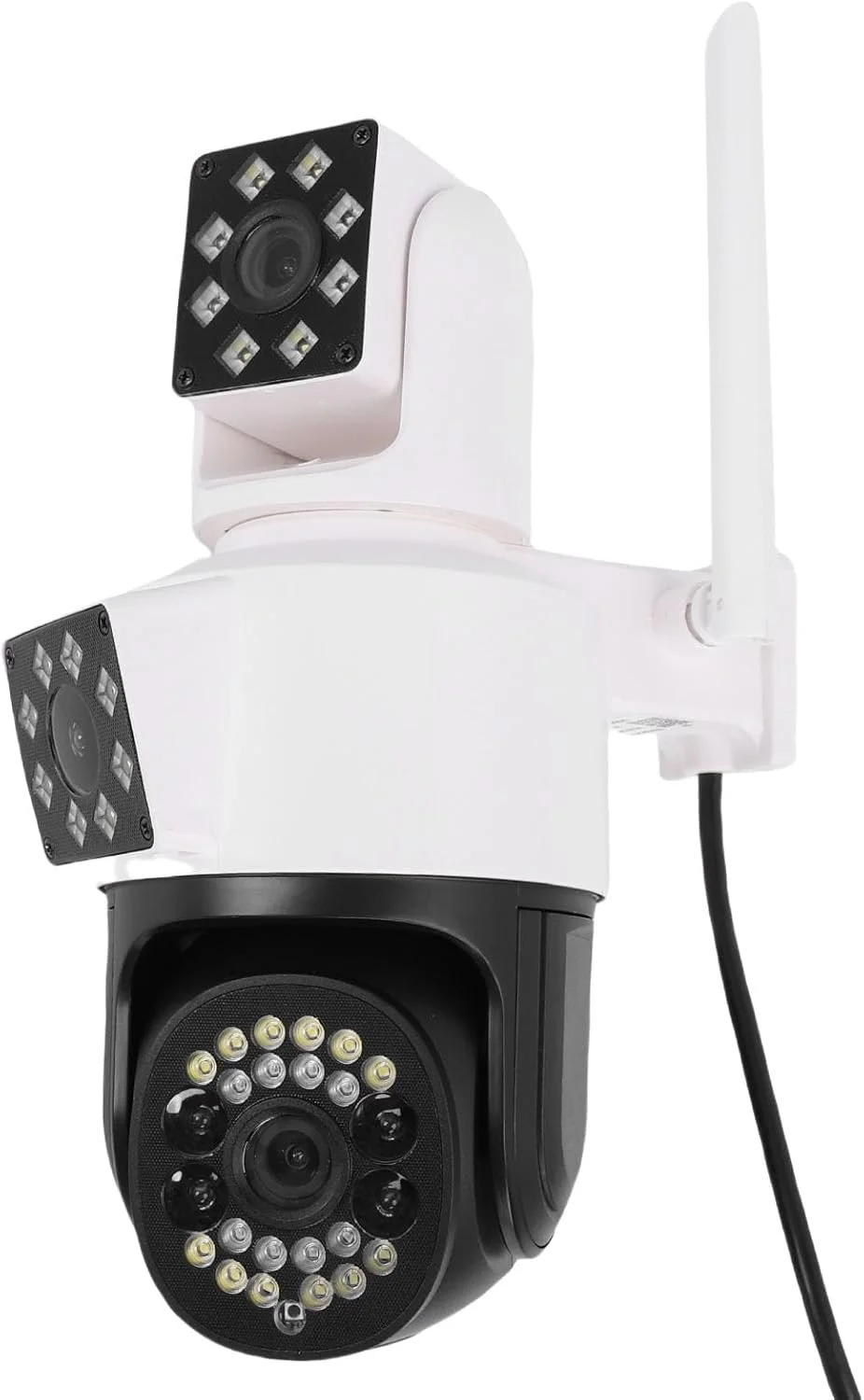 دوربین امنیتی سه لنز PTZ بیرونی GOWENIC، دوربین وای فای برای امنیت خانه، تشخیص انسان، دید در شب رنگی، اشتراک گذاری از راه دور برنامه (دوشاخه UK)