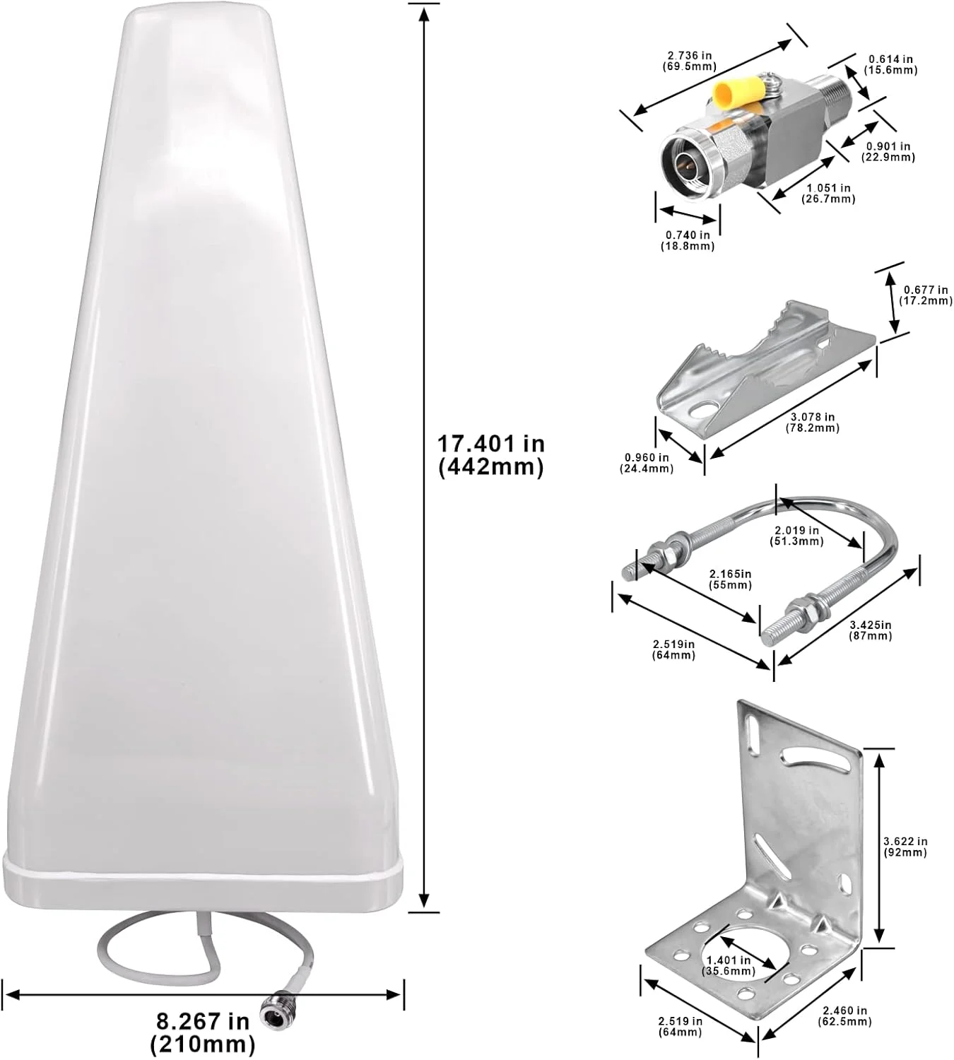 آنتن جهت دار 12DBi بووبری 3G 4G 5G LTE WiFi 698-3800MHz آنتن لگاریتمی تناوبی با بهره بالا کانکتور مادگی N به همراه برقگیر نوع N پایه ثابت بیرونی برای تقویت کننده سیگنال تلفن همراه