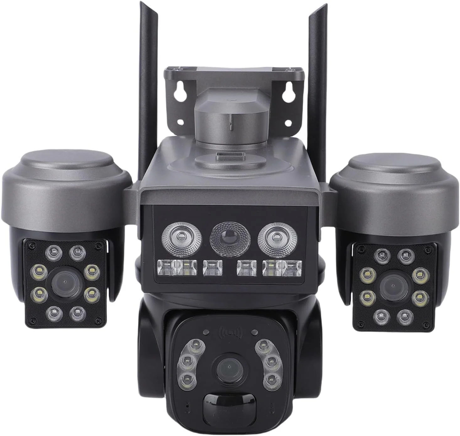 دوربین امنیتی خورشیدی 4G LTE Dpofirs، دوربین های بی سیم سه لنز بیرونی، تشخیص حرکت PIR، نمای پانوراما 360 درجه، دوربین امنیتی PTZ بی سیم بیرونی، برای امنیت خانه