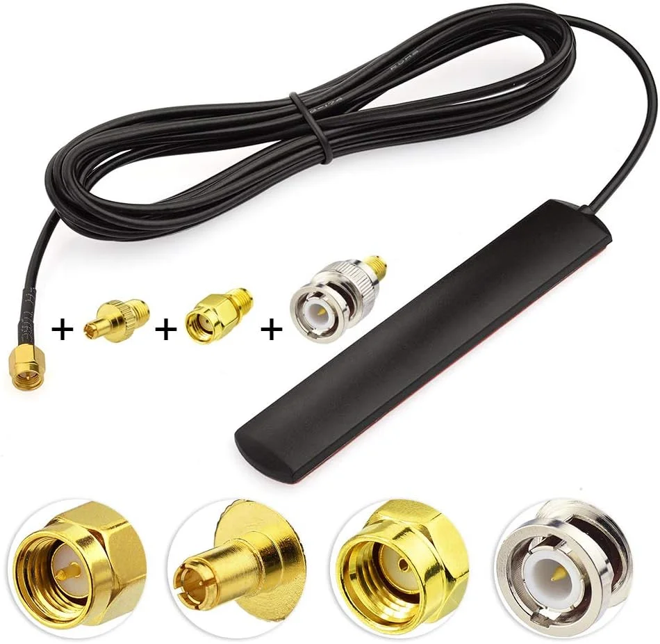 آنتن Eightwood GSM 4G LTE با کانکتور SMA نر 3dBi، نصب روی شیشه + 3 آداپتور SMA به BNC/TS9/RP-SMA برای روتر 2G 3G 4G، وایرلس وای فای، رادیو خودرو، تلفن همراه
