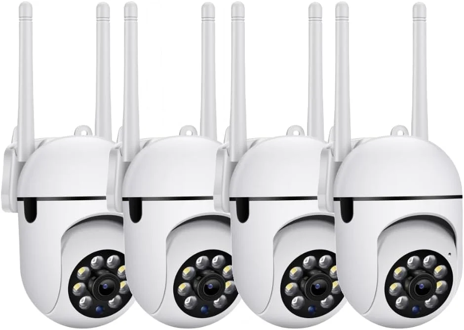 دوربین امنیتی چرخشی وای فای 1080P EVERSECU مناسب فضای باز، وای فای 2.4 و 5 گیگاهرتز، ردیابی خودکار، صدای دو طرفه، دید در شب، کارت SD و فضای ذخیره سازی ابری، دوربین مداربسته داخلی/خارجی برای کودک/سالمند (4 عدد)