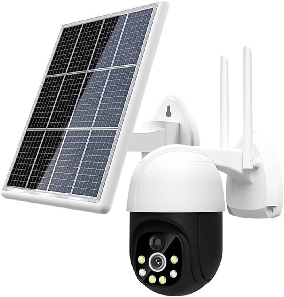 دوربین امنیتی خورشیدی بی‌سیم FURLOU، پنل خورشیدی 8 واتی PTZ، دوربین مداربسته فضای باز 3 مگاپیکسلی با حسگر PIR، باتری 15000 میلی آمپری داخلی برای امنیت خانه (اندازه: دوربین باتری 3 مگاپیکسلی)