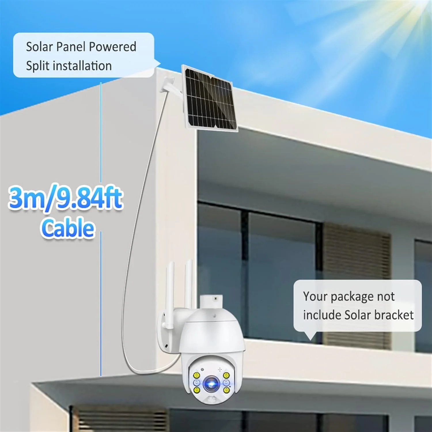 دوربین مداربسته خورشیدی بی سیم FURLOU با سیم کارت 4G، کیفیت 1080P HD، وای فای، پنل خورشیدی 8 وات، دوربین امنیتی PTZ بی سیم با باتری، آماده به کار طولانی مدت برای امنیت خانه (سایز: دوربین 4G)