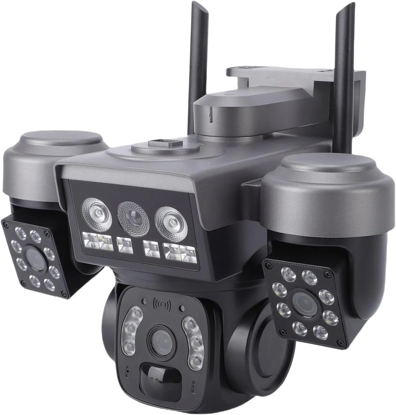 دوربین امنیتی 4G سه لنز Goshyda با انرژی خورشیدی، دوربین PTZ بی سیم بیرونی با تشخیص حرکت PIR، پوشش 360 درجه 1080P و هشدار APP