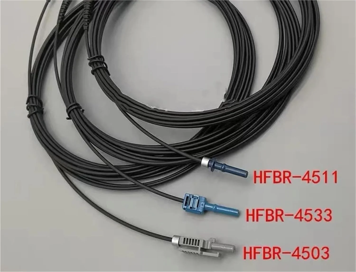 بسته 3 عددی سیم اتصال فیبر نوری پلاستیکی POF با هسته 2.2 میلی‌متری و فرول فلزی 1 میلی‌متری 1000um مدل ST-HFBR-4503 4513 (10 متری ST-4513)