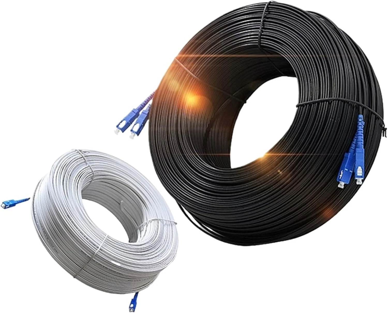 کابل اتصال پچ SC HAIZHI برای استفاده داخلی - کابل پچ فیبر نوری تک هسته ای 2C، 100-200 متر (200 متر 2 هسته سفید، FC-FC)