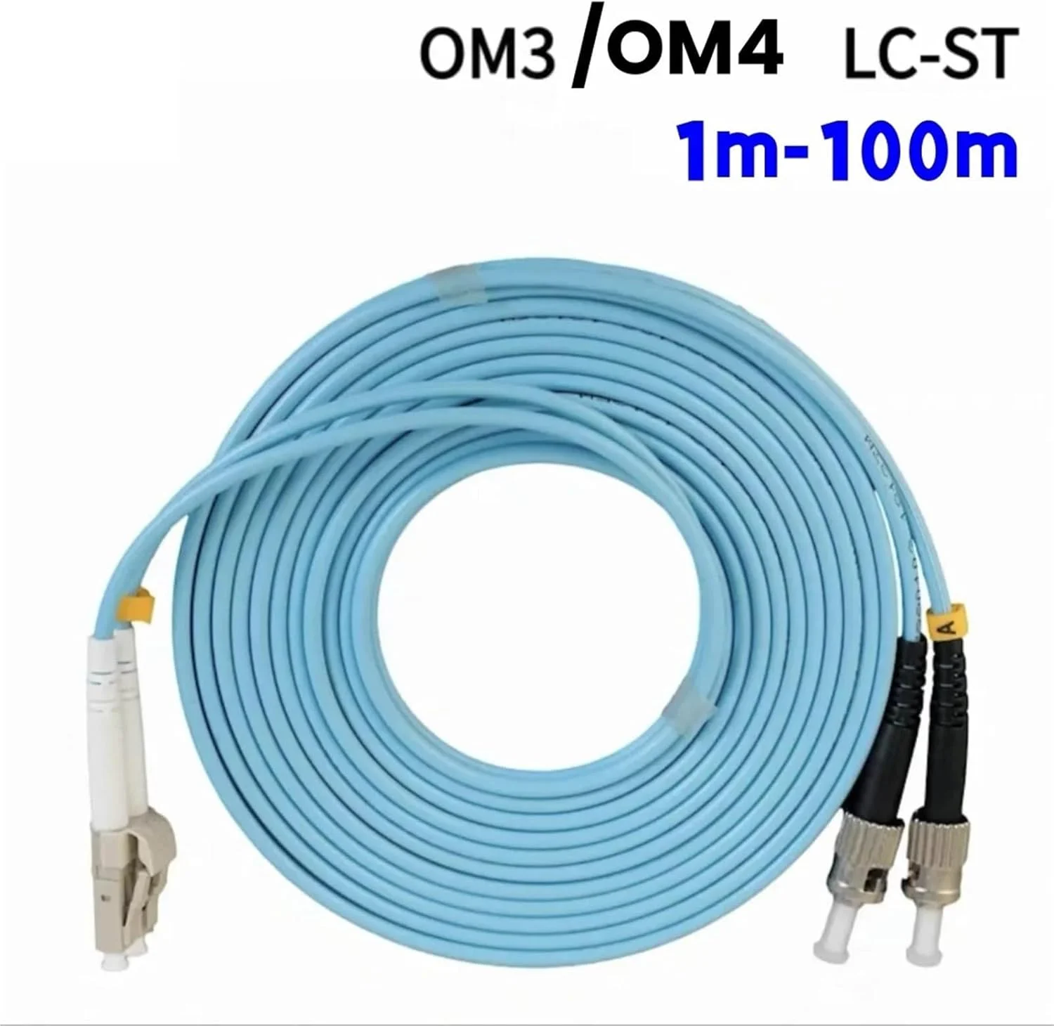 کابل فیبر نوری دوتایی مالتی مود ST-LC مدل HAIZHI LC-ST OM3 OM4 در طول های 1 تا 100 متر (30 متر 1 عدد OM4)