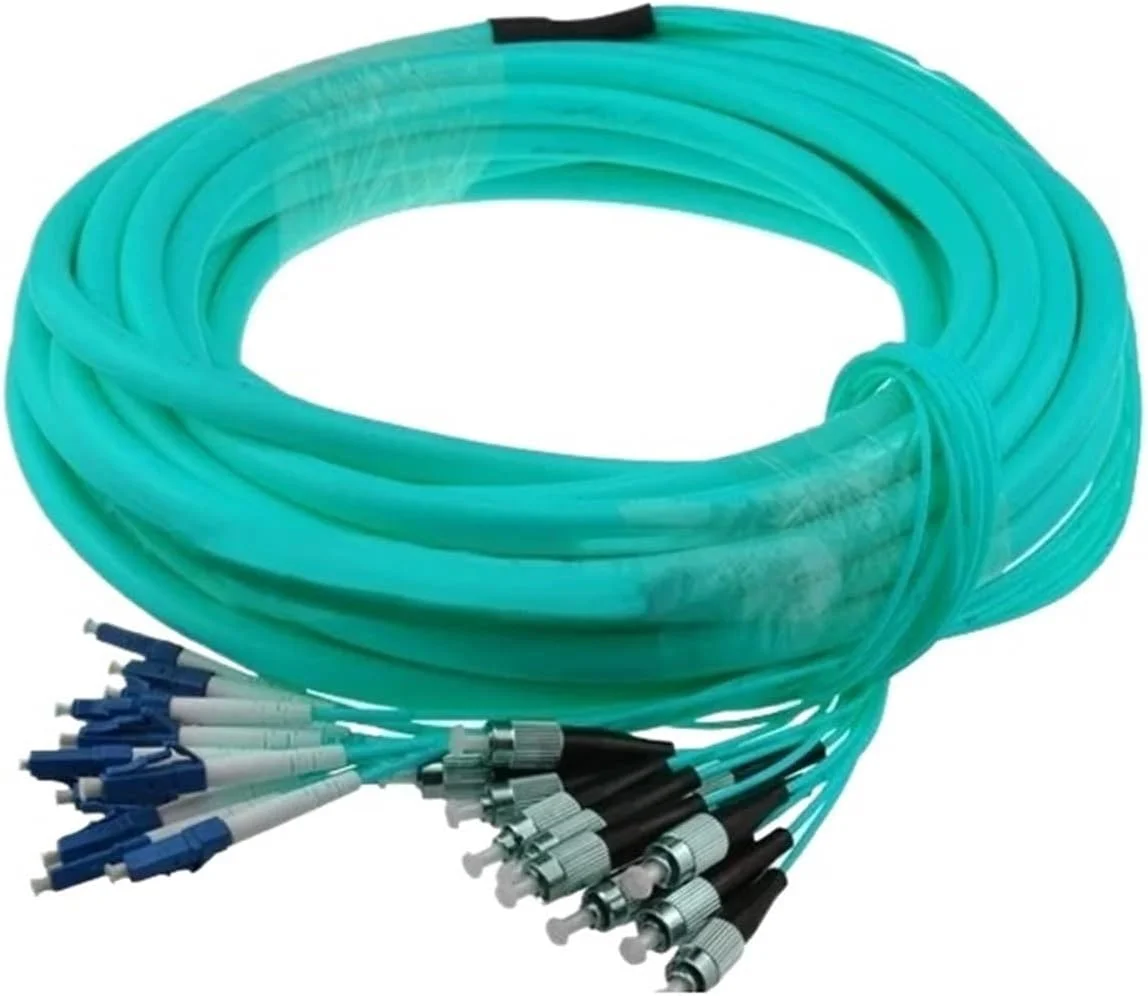 کابل فیبر نوری چند حالته OM3 برای داخل ساختمان، LC به FC، 4/6/8/12/24 هسته، 10 متر (4 هسته 10 متر)