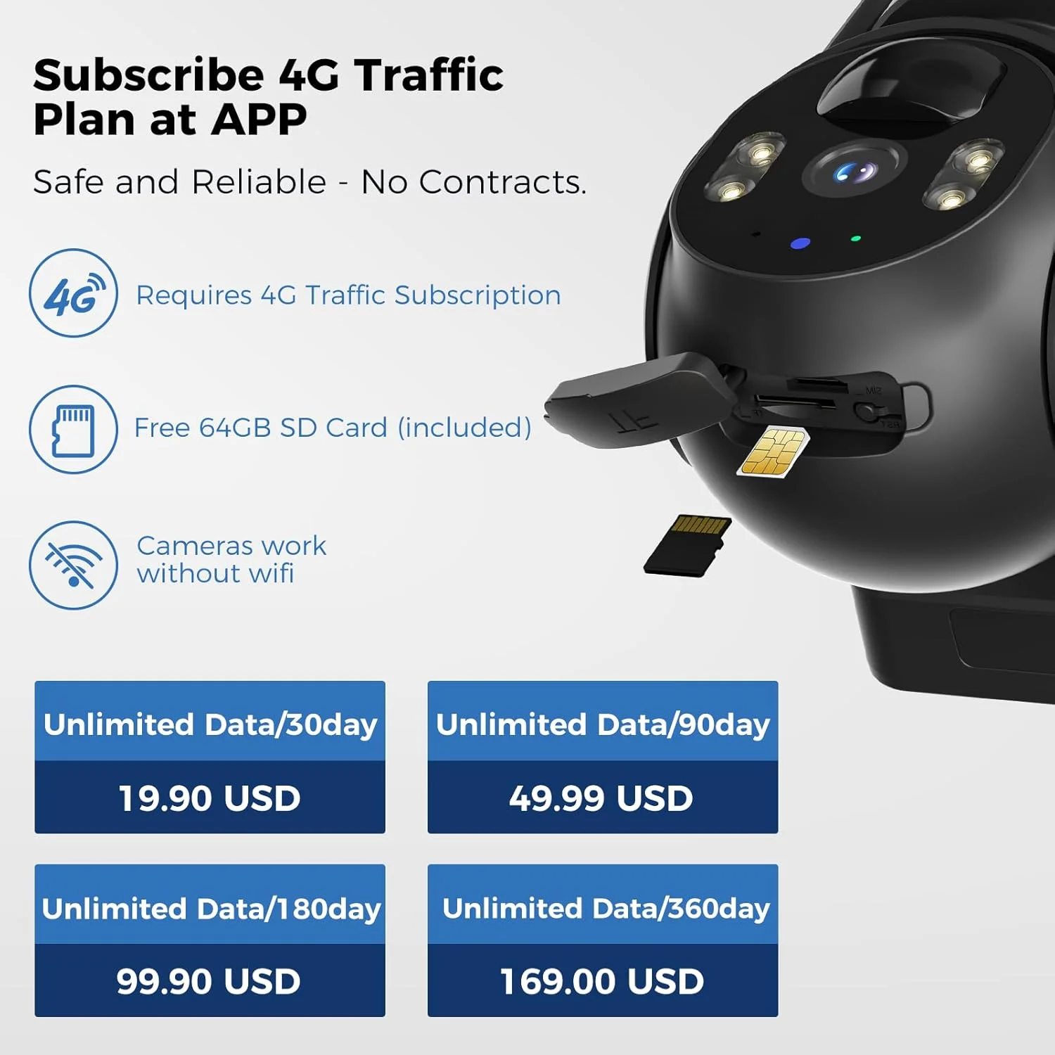 دوربین امنیتی سیمکارتی 4G LTE هایسیو با پنل خورشیدی، دوربین امنیتی بیسیم فضای باز بدون نیاز به وایفای، تشخیص حرکت PIR، مکالمه دو طرفه، چرخش 360 درجه PTZ، دید در شب رنگی 2K، کارت SD 64 گیگابایتی و سیم کارت شامل دوربین امنیتی سیمکارتی 4G LTE هایسیو با پنل خورشیدی، دوربین امنیتی بیسیم فضای باز بدون نیاز به وایفای، تشخیص حرکت PIR، مکالمه دو طرفه، چرخش 360 درجه PTZ، دید در شب رنگی 2K، کارت SD 64 گیگابایتی و سیم کارت شامل