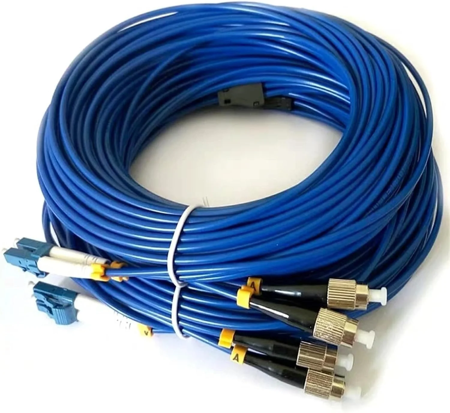 کابل فیبر نوری تک هسته ای محافظ دار HAIZHI برای استفاده در محیط های داخلی SM OM1 OM2 OM3، کابل محافظ دار فیبر نوری تک رنگ آبی مایل به خاکستری ftth برای محیط های داخلی E 500 متری (OM3)