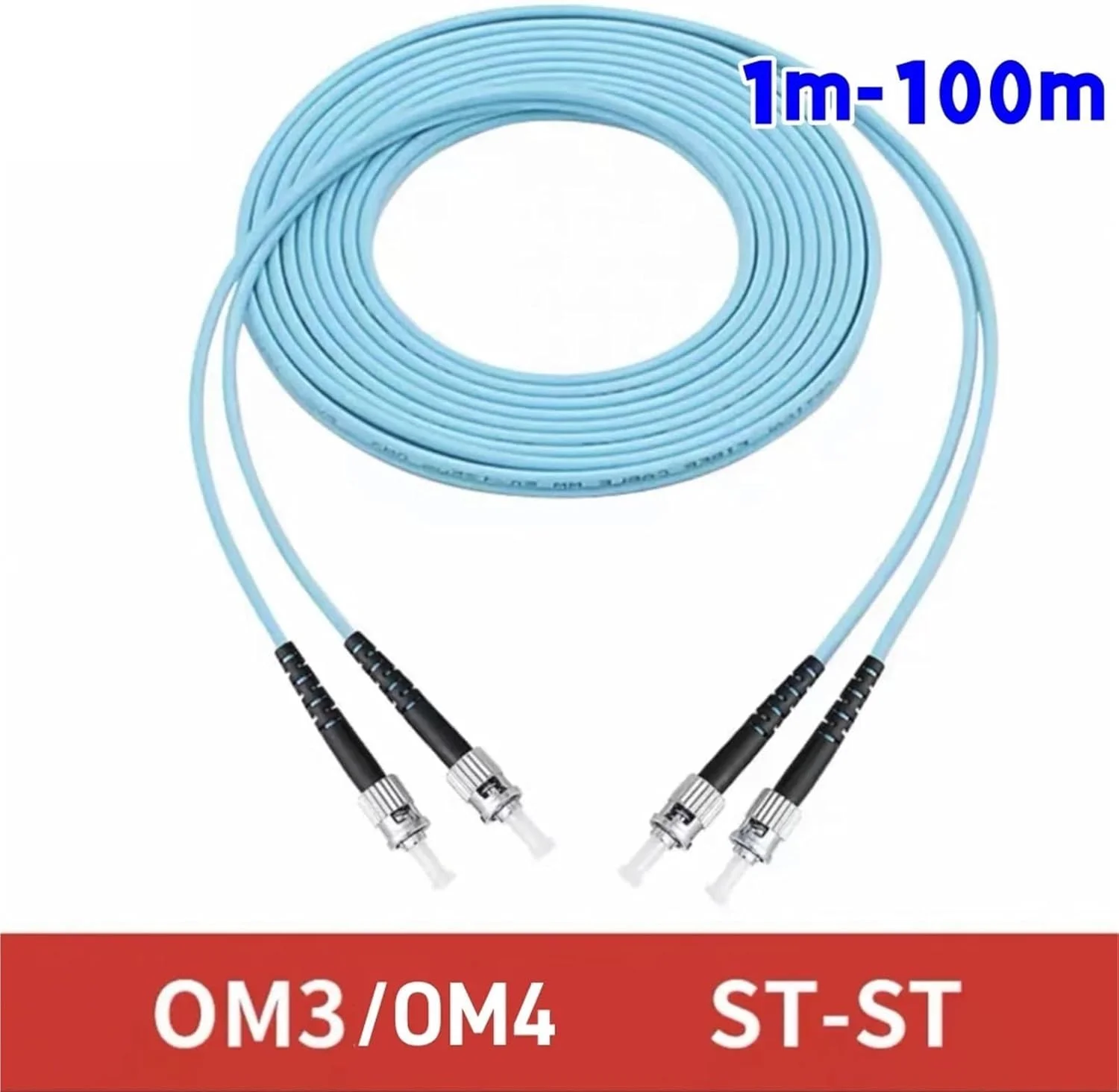 کابل فیبر نوری دوتایی ST-ST مالتی مود OM3 OM4، طول ۱ تا ۱۰۰ متر (۳ متر، ۱۰ عدد OM4)