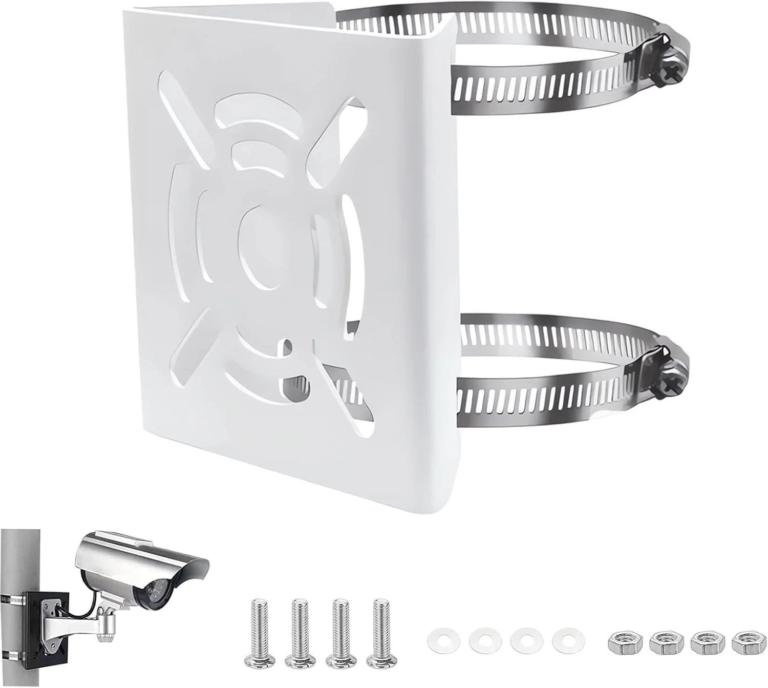 پایه عمودی یونیورسال E-HORDE برای دوربین های مداربسته، میله های دام PTZ، نصب دیواری، براکت گوشه فلزی با حلقه های 200 میلی متری