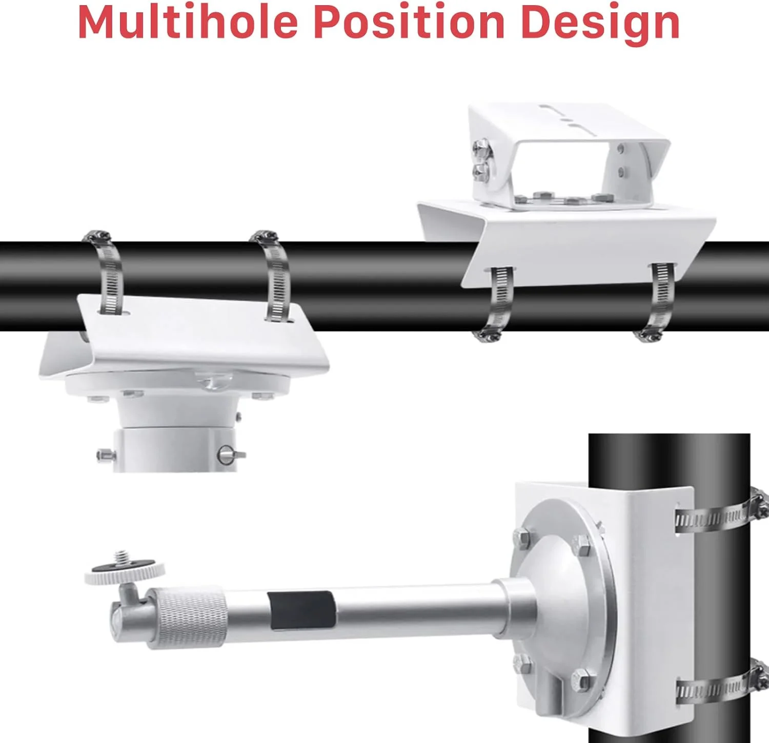 پایه عمودی یونیورسال E-HORDE برای دوربین های مداربسته، میله های دام PTZ، نصب دیواری، براکت گوشه فلزی با حلقه های 200 میلی متری