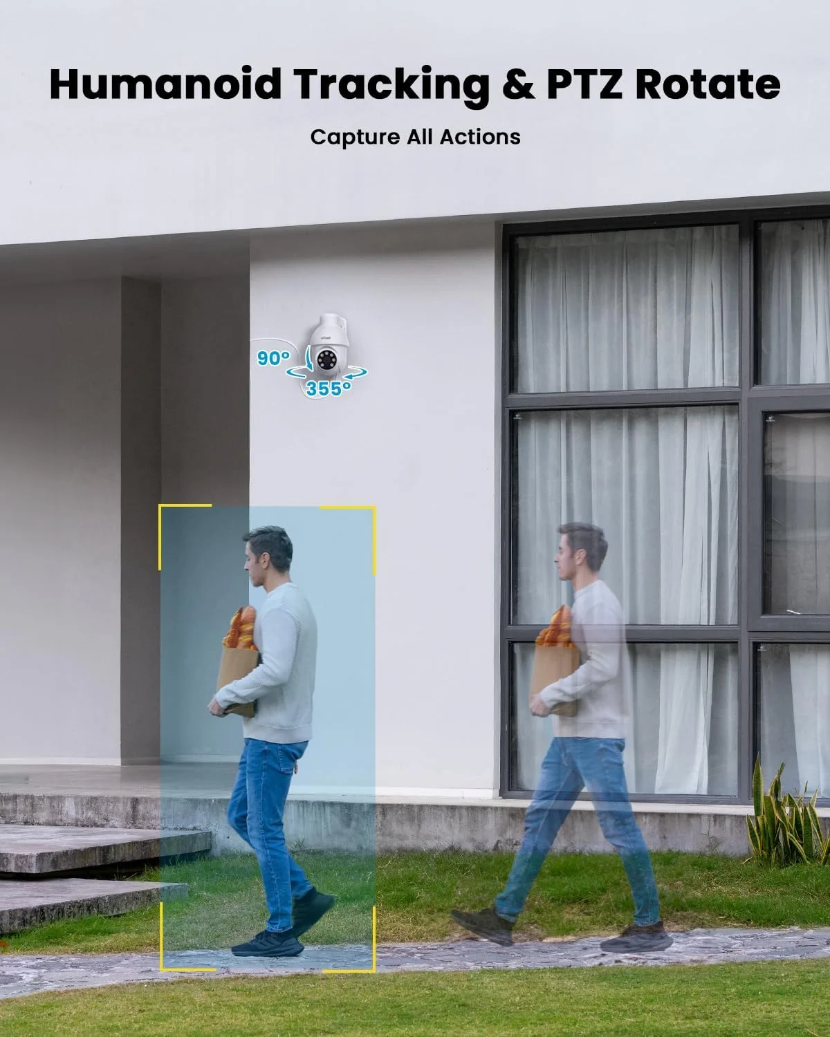 سیستم دوربین مداربسته امنیتی PoE آی ای گیک، NVR هشت کاناله 4K H.265 با 2 ترابایت، 4 عدد دوربین IP خانگی 5 مگاپیکسلی با ردیابی خودکار، کنترل PTZ تشخیص انسان، صدای دو طرفه، دید در شب رنگی، دسترسی از راه دور