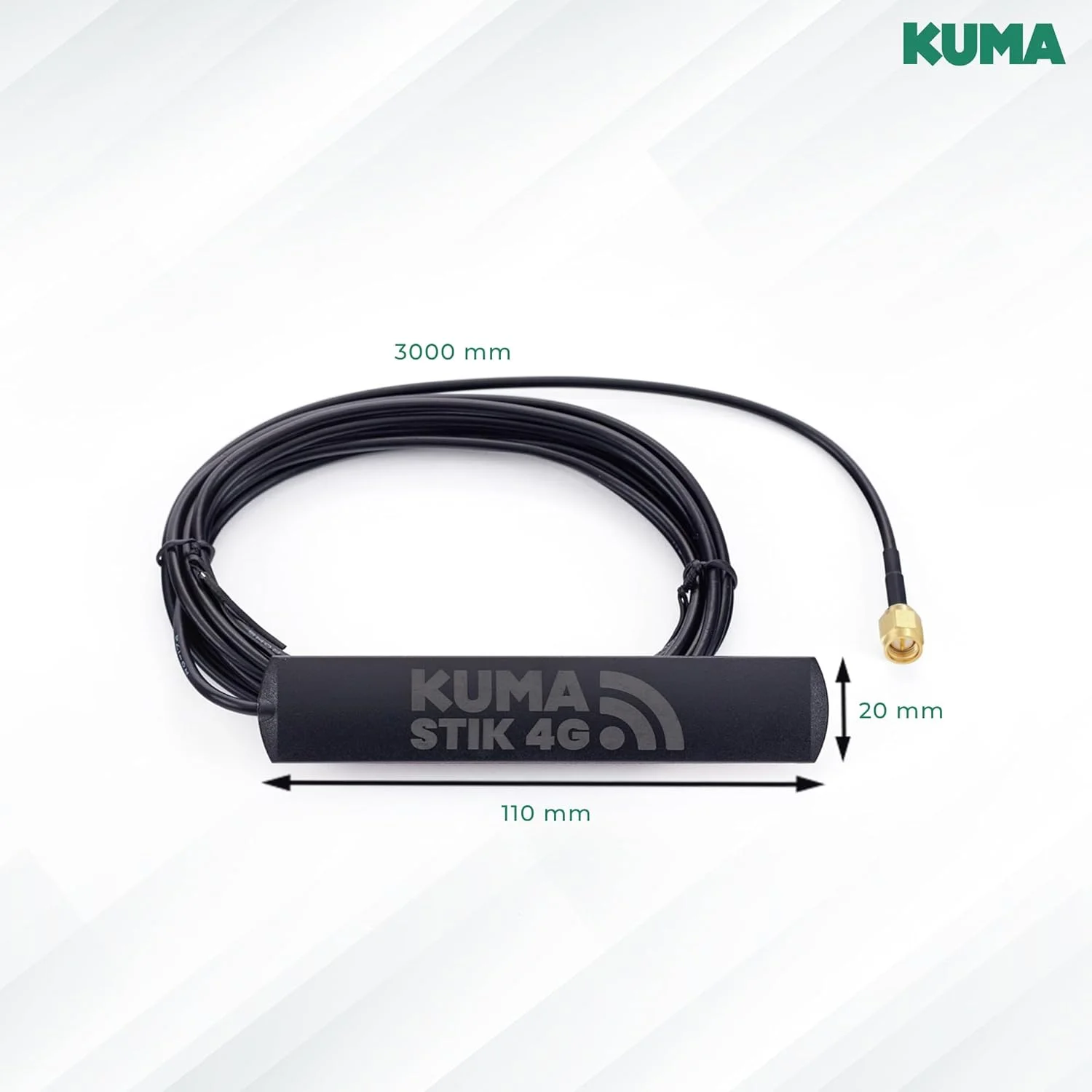 آنتن KUMA STiK 4G برای روتر و مودم سیم کارت - 5 dBi تقویت کننده بالا، داخلی، همه جهته، نصب دائمی - کانکتور SMA نر - سیگنال بی سیم LTE برای خانه، دفتر، موتورخانه، کاروان، قایق