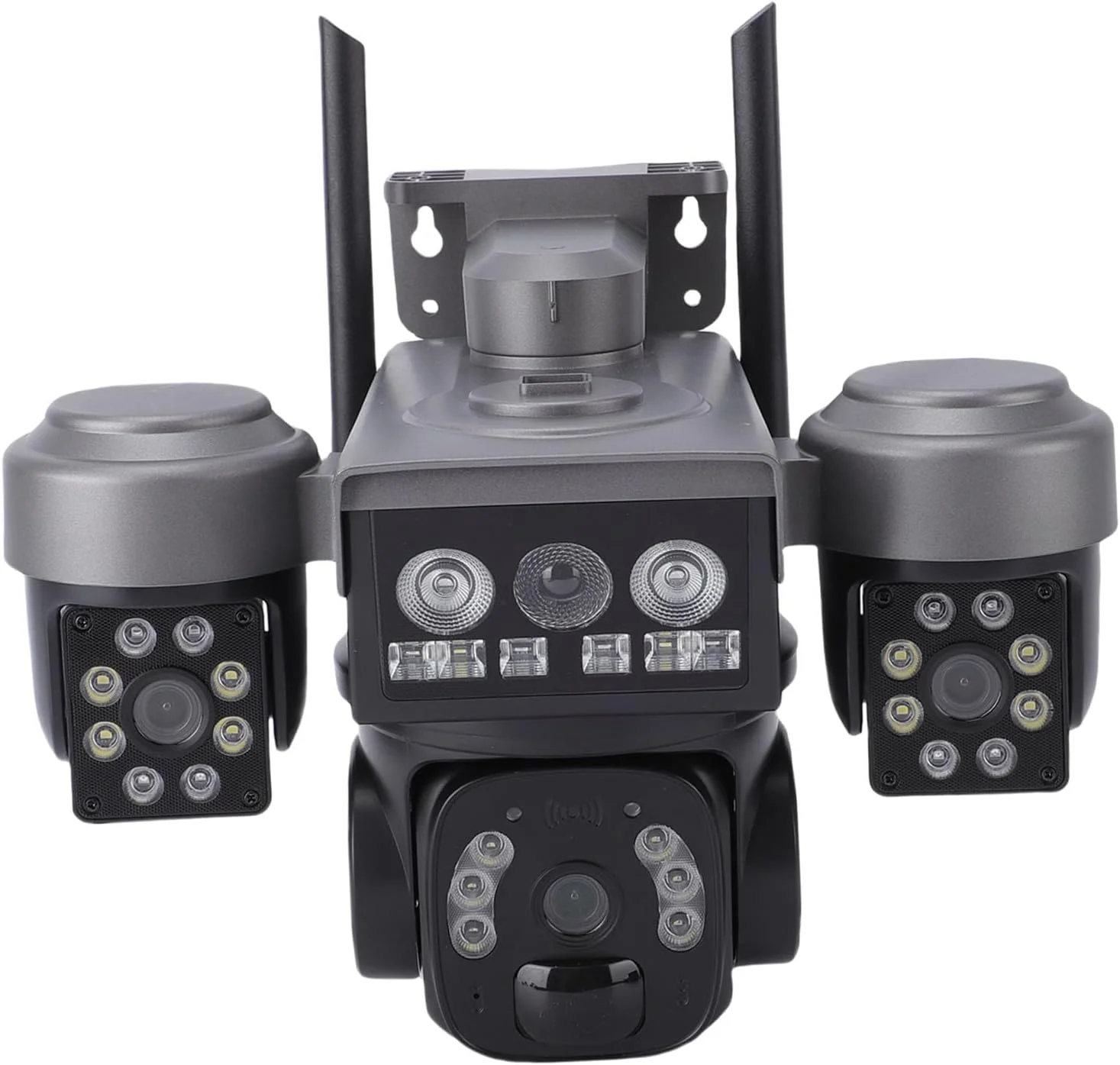 دوربین امنیتی بی‌سیم 4G خورشیدی PTZ مناسب فضای باز Luocute، دارای سه لنز 2 مگاپیکسلی، 360 درجه تمام رنگی با قابلیت تشخیص و ردیابی هوش مصنوعی، باتری 8000 میلی آمپر ساعتی برای خانه، سازگار با V380 Pro