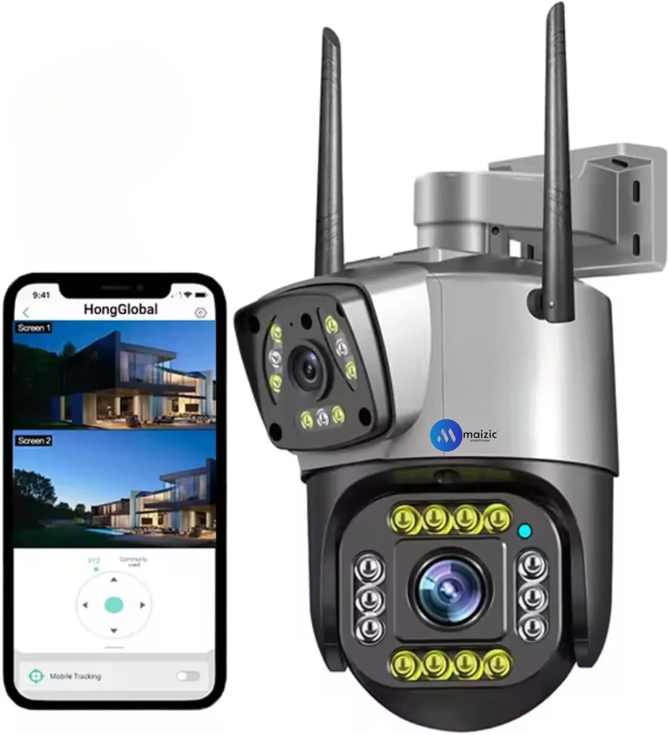 دوربین هوشمند داخلی وای فای 3 مگاپیکسلی Maizic Smarthome با دید در شب، ارتباط دو طرفه و PTZ