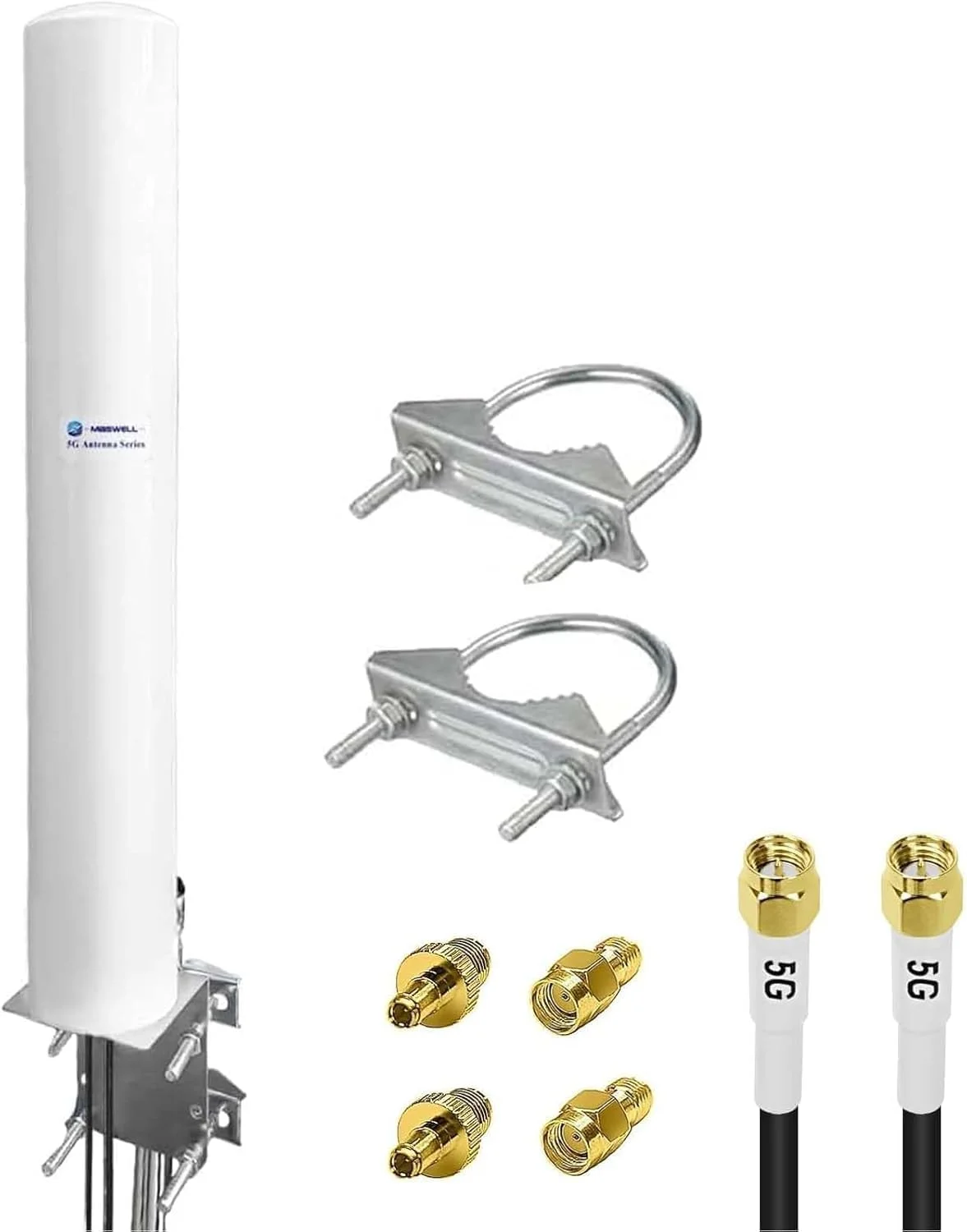 آنتن بیرونی Maswell 5G 4G LTE، 2X2 MIMO 700-6000MHz، آنتن خارجی سلولی تا 4.5 dBi با پلاگ SMA و TS9، سازگار با مودم روتر Fritzbox O2 Gigacube