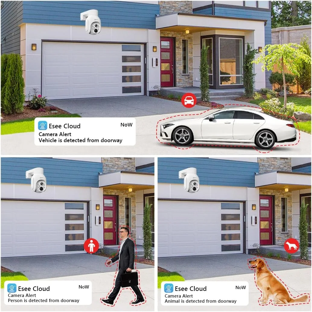 سیستم دوربین مداربسته خورشیدی 4 مگاپیکسلی Movols شامل 4 دوربین بی سیم PTZ با سیستم نظارتی NVR 4K ده کاناله با هارد دیسک 1 ترابایتی، دید در شب رنگی، هشدار حرکتی، صدای دو طرفه و استاندارد IP66 مناسب برای نظارت خانگی