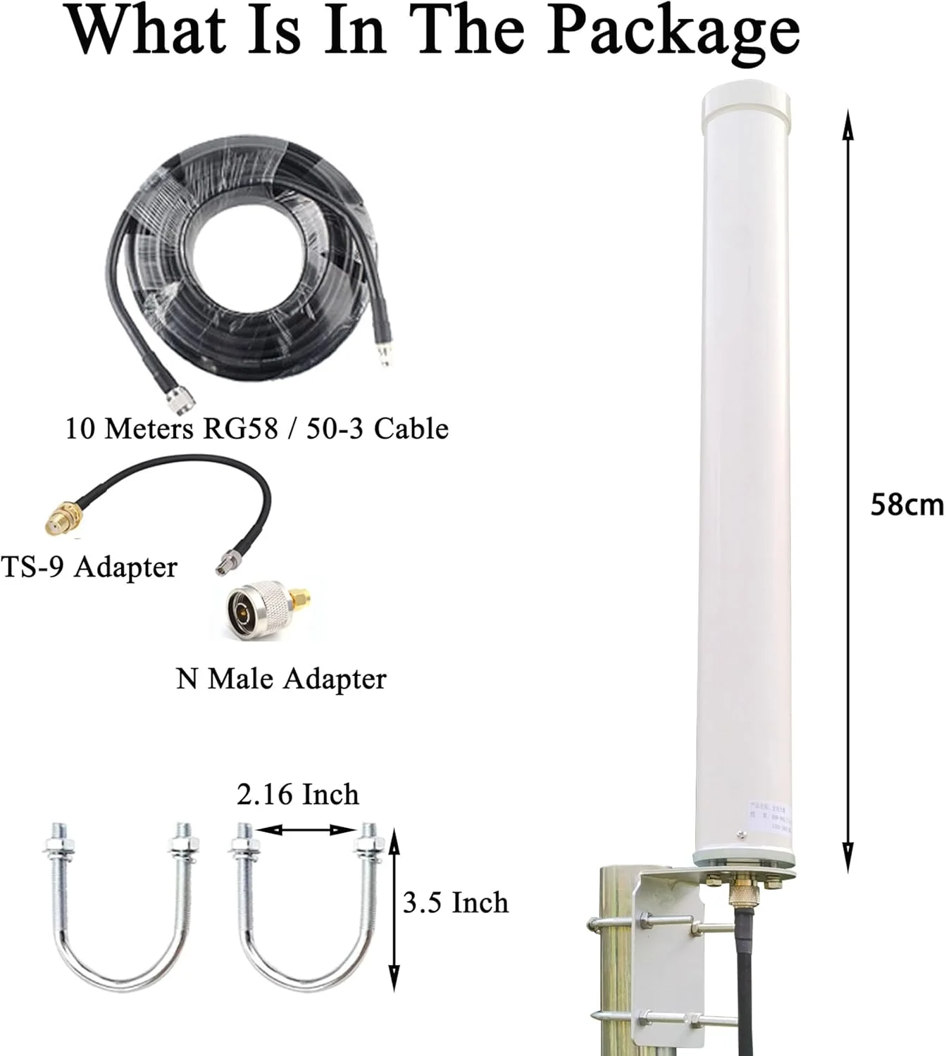 آنتن همه جهته 5G 4G LTE / آنتن وای فای بیرونی برد بلند / آنتن 4G LTE / آنتن ts9 / آنتن تلفن همراه 698-3800 مگاهرتز 12dBi برای مودم/روتر/تقویت کننده سیگنال تلفن همراه