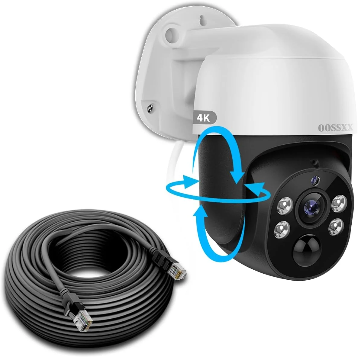 دوربین مداربسته تحت شبکه PoE 4K PTZ با قابلیت صدای دو طرفه، 8.0 مگاپیکسل، مناسب فضای باز، سیستم دوربین امنیتی منزل، دوربین های مداربسته IP سیمی