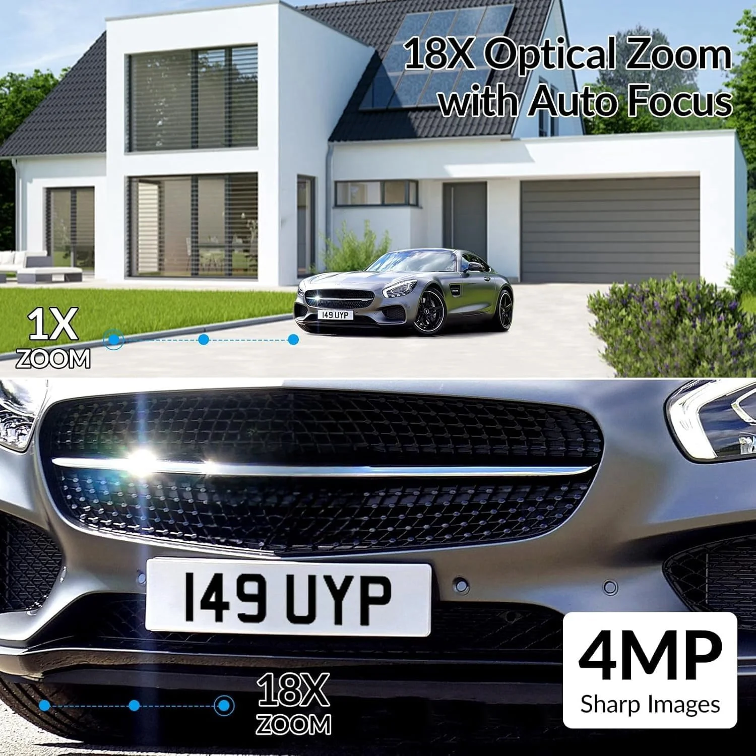 دوربین وای فای PTZ چهار مگاپیکسلی FOSCAM با زوم اپتیکال 18X و ردیابی خودکار، دوربین وای فای 2.4/5 گیگاهرتز برای امنیت خانه، تشخیص انسان/وسیله نقلیه/حیوان، دید در شب 650 فوت