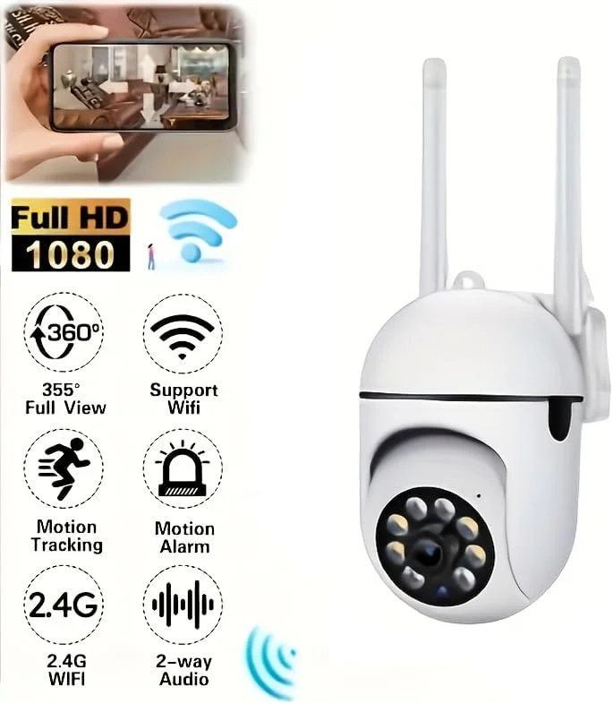 دوربین امنیتی PTZ وای فای سیمی 1080P مناسب فضای باز، وای فای 2.4G، ردیابی خودکار، صدای دو طرفه، دید در شب نقطهای، کارت SD و ذخیره سازی ابری، دوربین مداربسته داخلی/خارجی برای کودک/سالمند دوربین امنیتی PTZ وای فای سیمی 1080P مناسب فضای باز، وای فای 2.4G، ردیابی خودکار، صدای دو طرفه، دید در شب نقطهای، کارت SD و ذخیره سازی ابری، دوربین مداربسته داخلی/خارجی برای کودک/سالمند
