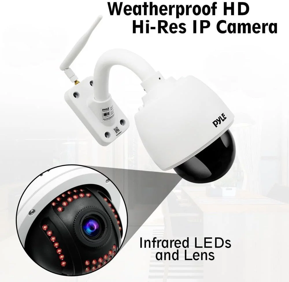 دوربین مداربسته IP خارجی با زوم اپتیکال - کیفیت 960p HD ضد آب و هوا، بی سیم، کنترل از راه دور، امنیت خانه، وای فای، نظارت تصویری h.264 ONVIF - چرخش، شیب، گنبدی، زوم 4x برای کامپیوتر، iOS و اندروید - Pyle PIPCAMHD46