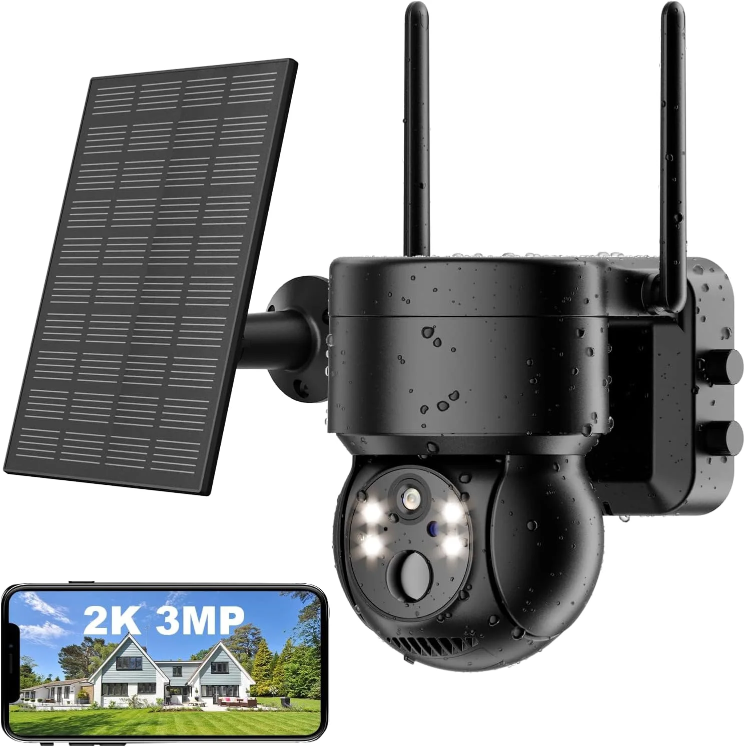 دوربین هوشمند گردان PTZ فضای باز وووکس با کیت پنل خورشیدی، نصب آسان، چرخش و زوم آسان، صدای دو طرفه، تشخیص حرکت و صدا، دید در شب واضح