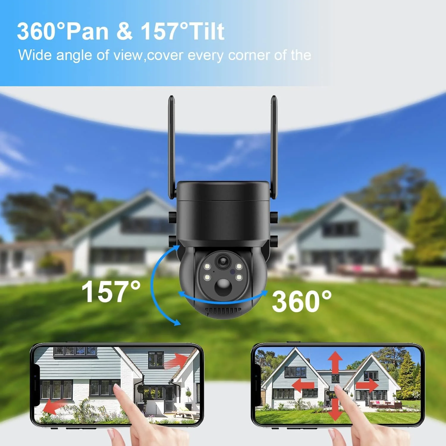 دوربین هوشمند گردان PTZ فضای باز وووکس با کیت پنل خورشیدی، نصب آسان، چرخش و زوم آسان، صدای دو طرفه، تشخیص حرکت و صدا، دید در شب واضح