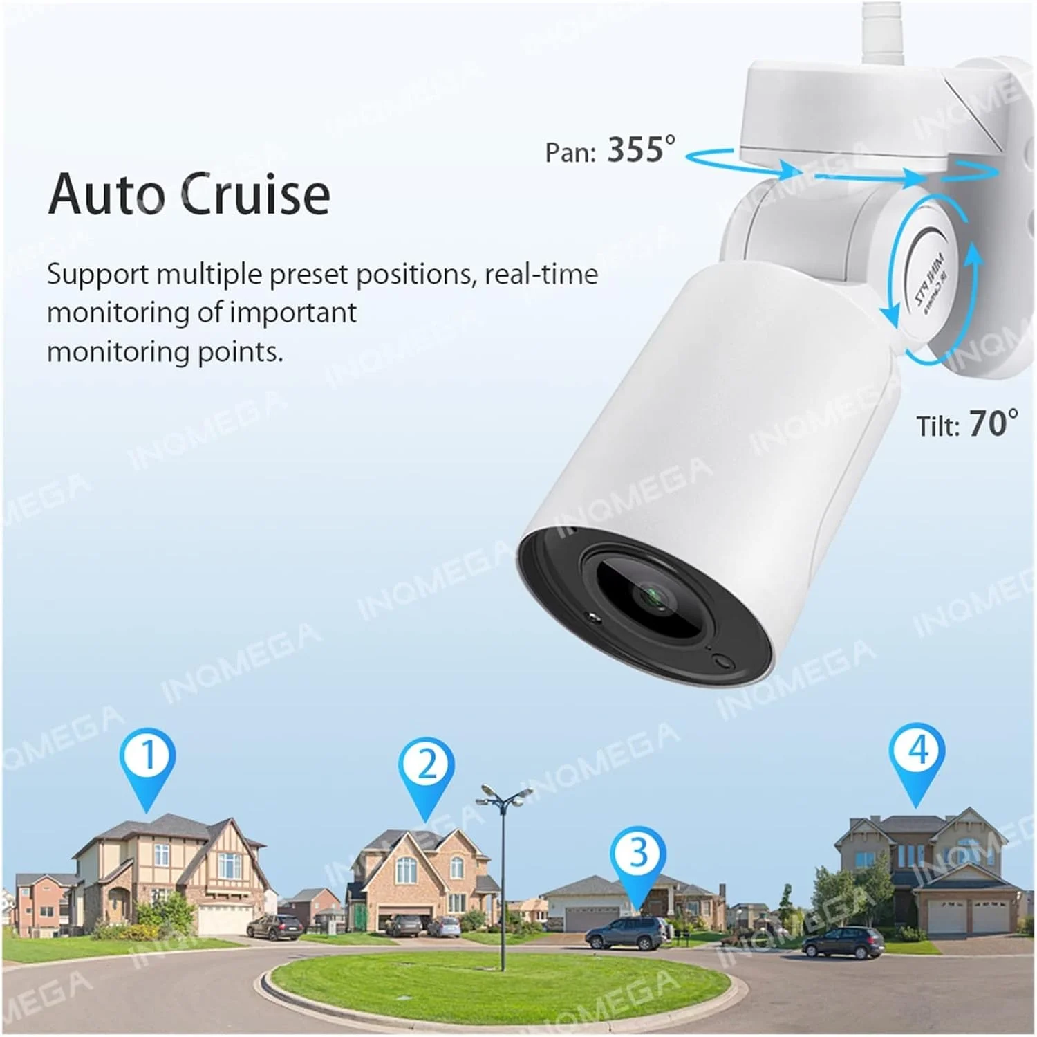 دوربین امنیتی خورشیدی بی سیم PEHUB با کیفیت 5 مگاپیکسل PTZ با زوم دیجیتال 5 برابر، ردیابی خودکار تشخیص چهره انسان، کروز خودکار، صدای دو طرفه برای امنیت خانه (رنگ: E، اندازه: دوربین 5 مگاپیکسلی)