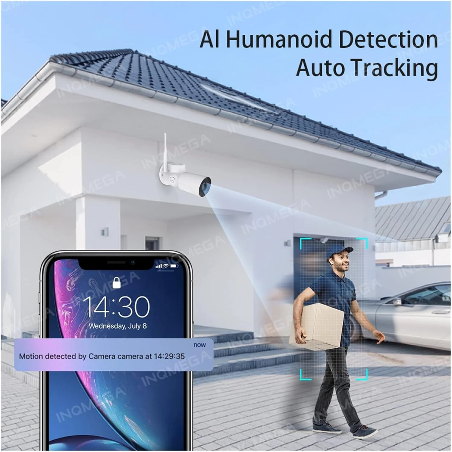 دوربین امنیتی خورشیدی بی سیم PEHUB با کیفیت 5 مگاپیکسل PTZ با زوم دیجیتال 5 برابر، ردیابی خودکار تشخیص چهره انسان، کروز خودکار، صدای دو طرفه برای امنیت خانه (رنگ: E، اندازه: دوربین 5 مگاپیکسلی)