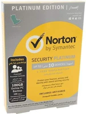 نورتون سکیوریتی پلاتینیوم 3.0، شامل 100 گیگابایت پشتیبان‌گیری آنلاین برای کامپیوتر، زبان عربی و انگلیسی، 10 کاربر، کلید محصول برای دانلود اینترنتی