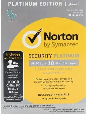 نورتون سکیوریتی پلاتینیوم 3.0، شامل 100 گیگابایت پشتیبانگیری آنلاین برای کامپیوتر، زبان عربی و انگلیسی، 10 کاربر، کلید محصول برای دانلود اینترنتی نورتون سکیوریتی پلاتینیوم 3.0، شامل 100 گیگابایت پشتیبانگیری آنلاین برای کامپیوتر، زبان عربی و انگلیسی، 10 کاربر، کلید محصول برای دانلود اینترنتی