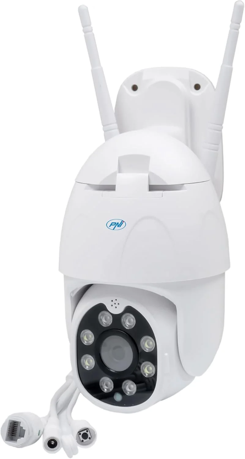 دوربین مداربسته بی سیم PNI IP230TLR 1080P با H264 + PTZ + پشتیبانی از microSD 128 گیگابایتی، دید در شب، برنامه Tuya، P2P، Android، iOS، برای داخل و خارج از خانه