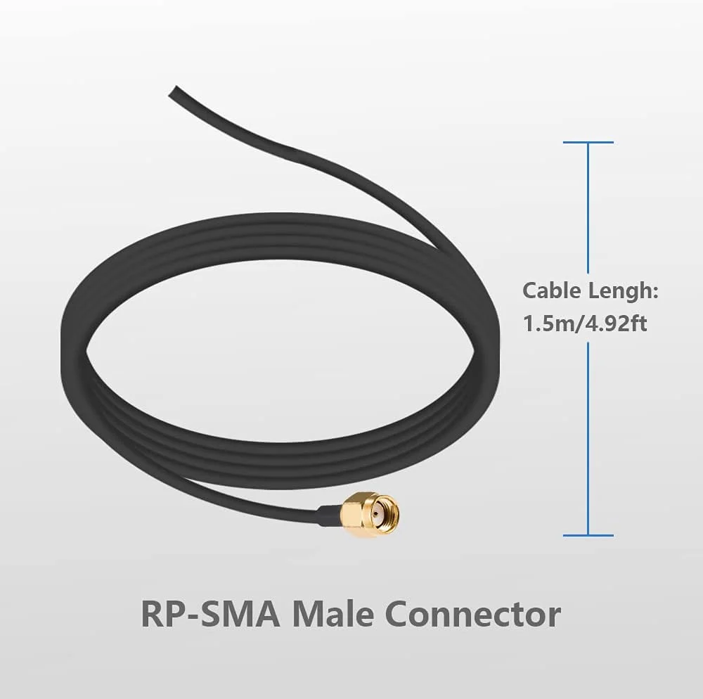 آنتن وای فای دو فرکانسه 2.4G / 5G / 5.8G با قدرت 12dBi، تقویت کننده سیگنال همه جهته MIMO، پایه مغناطیسی، آداپتور RP-SMA با کابل 1.5 متری برای کارت شبکه PCIE، روتر، آنتن خارجی WLAN بی سیم