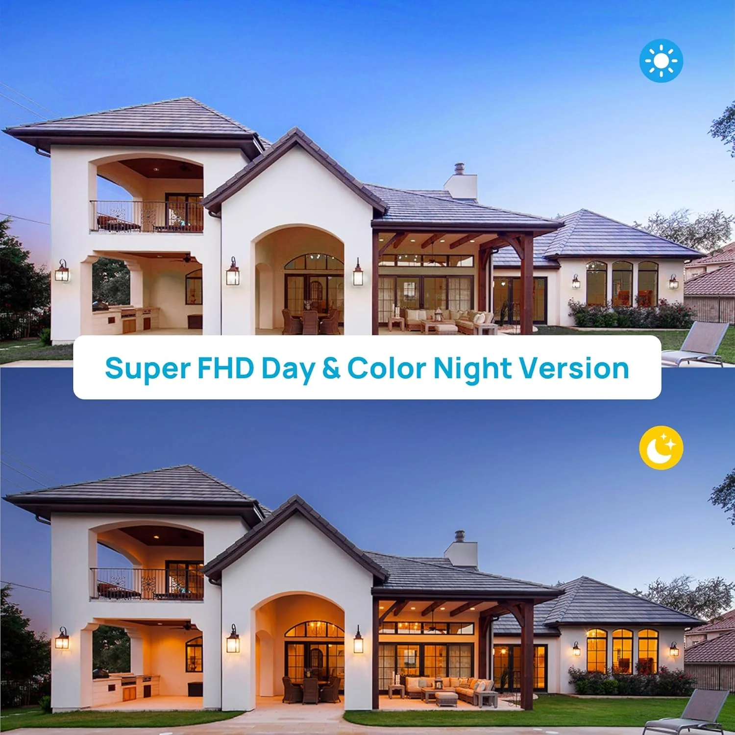 دوربین امنیتی خورشیدی بی‌سیم PPNEST برای فضای باز، دوربین‌های وای‌فای 2.4 گیگاهرتز برای نظارت خانگی با پنل خورشیدی ثابت، PTZ 360 درجه با باتری، تشخیص حرکت PIR، دید در شب رنگی 2K، بسته 2 عددی