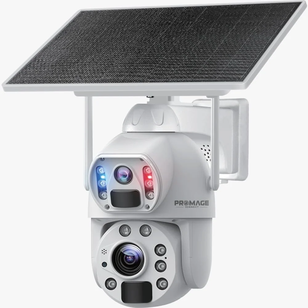 دوربین PTZ پرومج کانکت PC-S566 با کیفیت 6 مگاپیکسل 3K | زوم 10 برابر | وای فای | دید در شب رنگی تا 15 متر | استاندارد IP65 مناسب فضای باز | باتری 12000 میلی آمپر ساعت | کارت TF و ذخیره سازی ابری