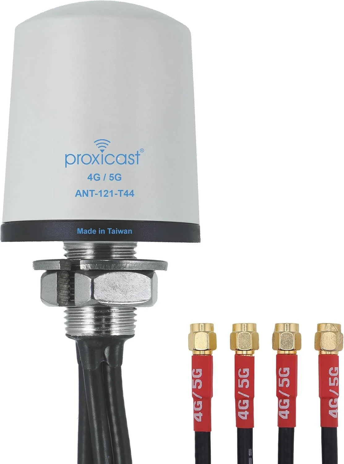 آنتن 5G میمو 4x4 پراکسی‌کست - مقاوم در برابر خرابکاری، پروفایل پایین، نصب از طریق سوراخ، کواکسیال 2 فوتی - سفید - سازگار با سیسکو، کریدل‌پوینت، دیجی، موفی و سایرین (ANT-121-T44-W-06)