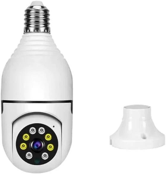 دوربین مداربسته وای فای PTZ مدل REBENUO (E27) 720 HD مناسب فضای باز، دستگاه امنیتی بی سیم خانگی با قابلیت ردیابی خودکار و دید در شب مادون قرمز - سفید