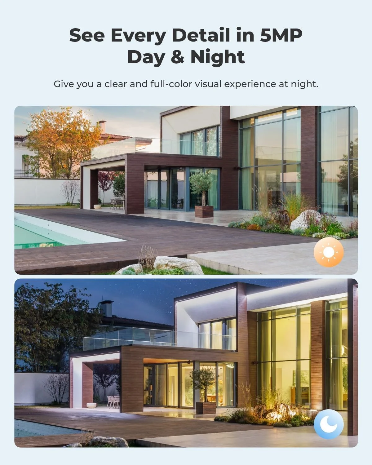 دوربین امنیتی خورشیدی بی‌سیم PTZ ریولینک، دید در شب رنگی 2K+ 5MP، دید 360 درجه، دوربین IP باتری‌خور، تشخیص انسان/خودرو، وای‌فای 2.4/5 گیگاهرتز، صدای دو طرفه، سازگار با الکسا، Argus PT + پنل خورشیدی