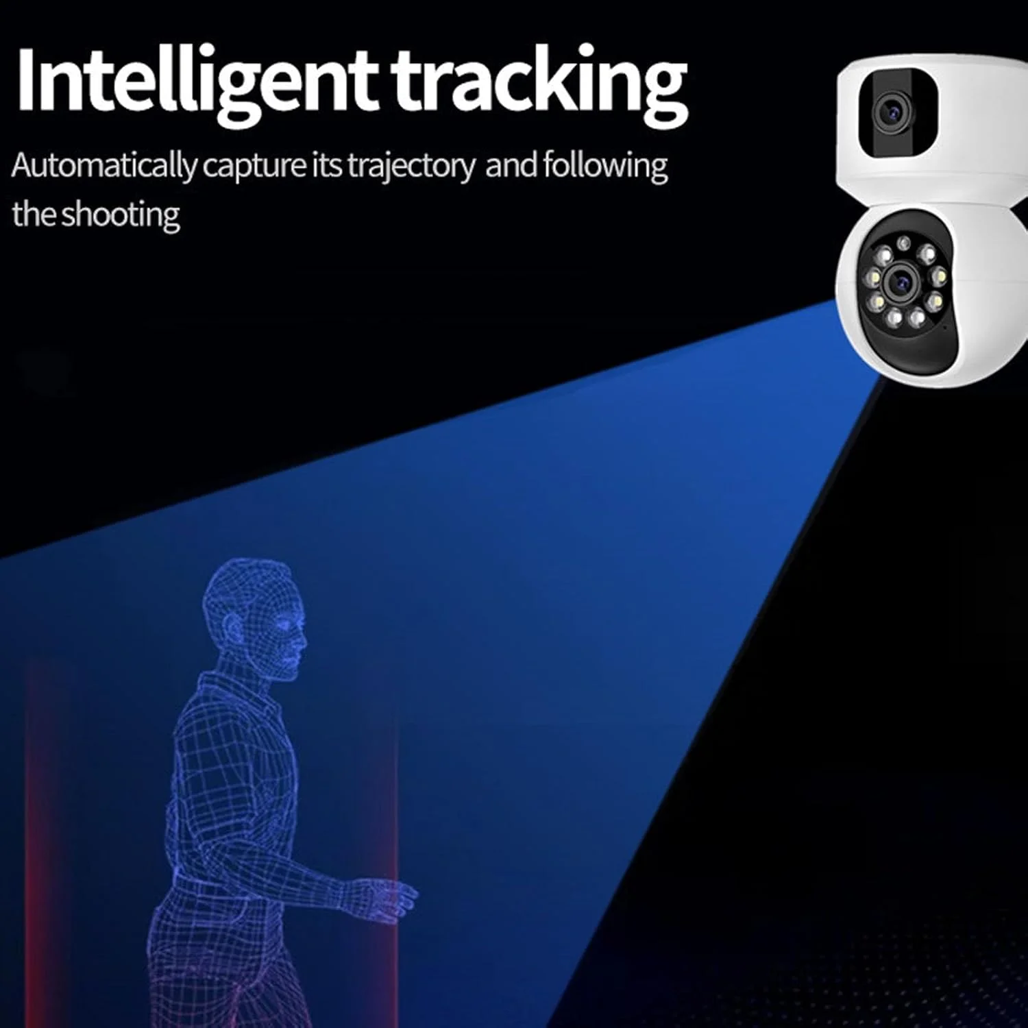 دوربین امنیتی وای فای 2.4G داخلی با لنز دوگانه 360 درجه PTZ با دید در شب تمام رنگی، تشخیص حرکت و صدای دو طرفه برای برنامه 390EYES